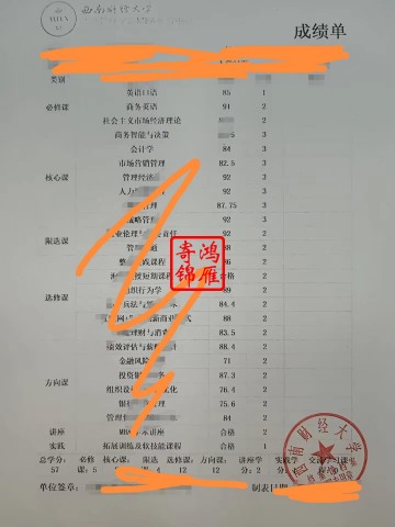 西南财经大学研究生中文成绩单打印案例