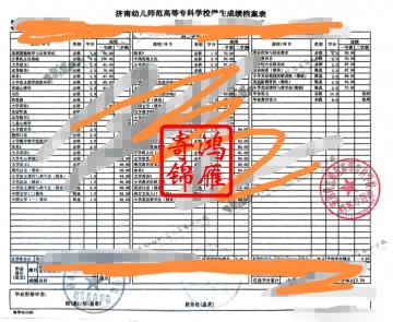 济南幼儿师范高等专科学校中文成绩单打印案例
