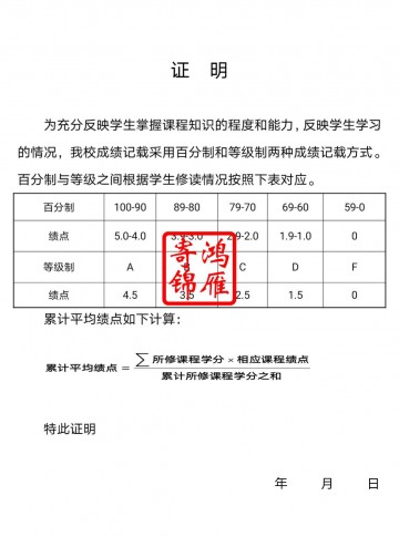 西北师范大学出国留学中英文成绩单平均学分绩点计算方法证明GPA
