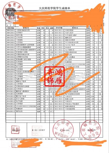 大庆师范学院中文成绩单打印案例