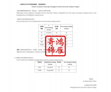 上海师范大学天华学院出国留学中英文成绩单平均学分绩点计算方法证明GPA