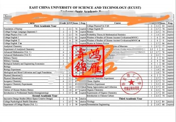 华东理工大学出国留学中英文成绩单打印案例