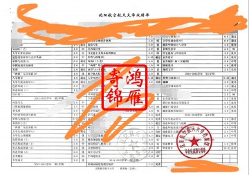 沈阳航空航天大学中文成绩单打印案例