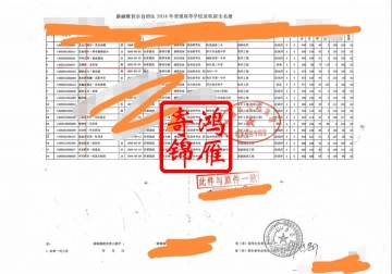新疆大学新生录取花名册复印案例