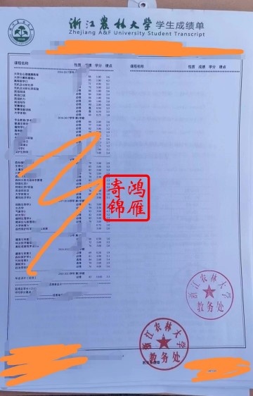 浙江农林大学本科出国留学中英文成绩单打印案例