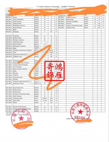 长春工程学院出国留学中英文成绩单打印案例