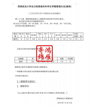 西南政法大学本科生研究生出国留学中英文成绩单证明打印流程