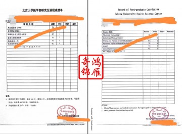 北京大学硕士博士研究生出国留学中英文成绩单打印