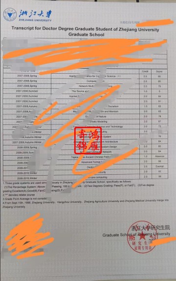 浙江大学研究生中英文成绩单打印案例