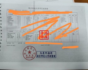 南京师范大学出国留学中英文成绩单打印案例
