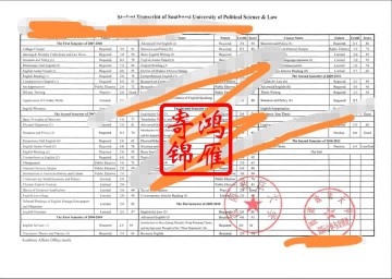 西南政法大学出国留学中英文成绩单打印案例