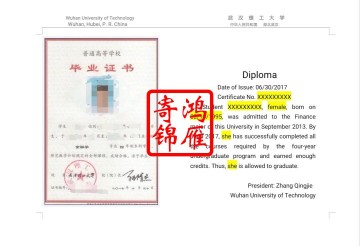 武汉理工大学中澳金融学专业中英文毕业证明打印翻译模板