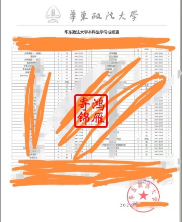 华东政法大学本科中英文成绩单打印案例