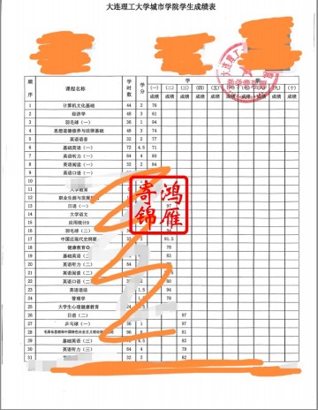 辽宁理工大学城市学院出国留学中文成绩单打印案例