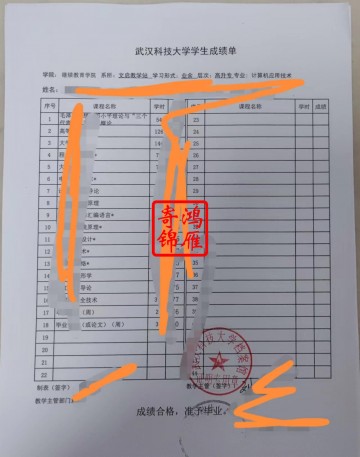 武汉科技大学继续教育学院中文成绩单打印案例