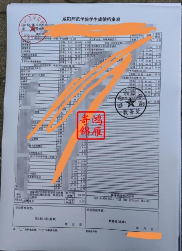 咸阳师范学院本科中文成绩单打印案例